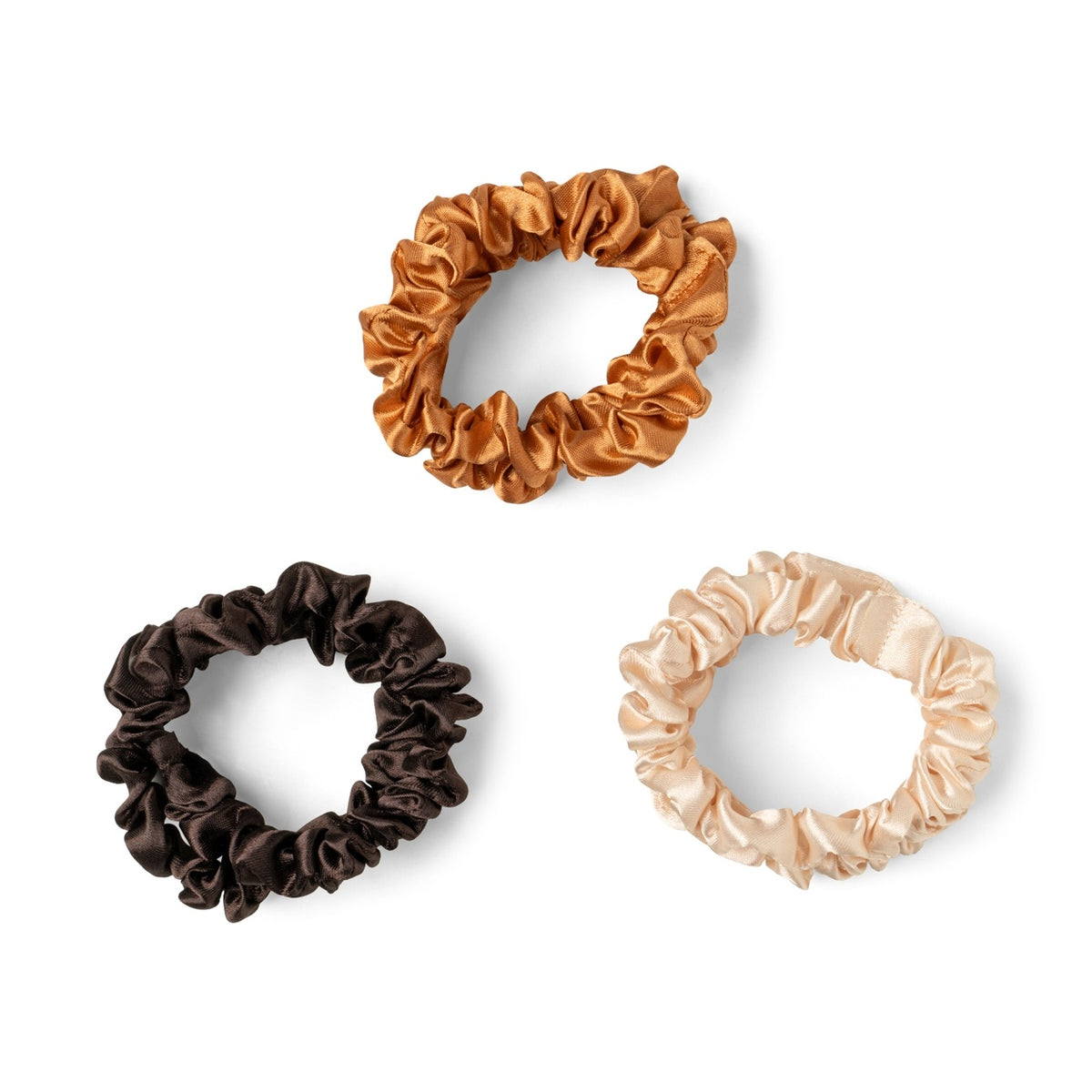 Take Care Satin Scrunchies Brown