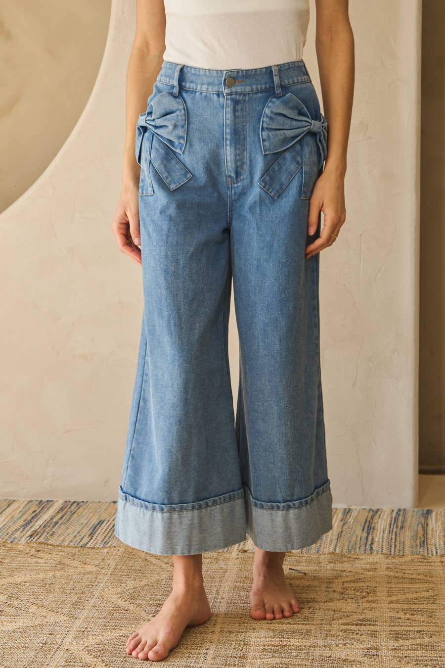Washed Denim Wide Leg Pants — alternate view 2