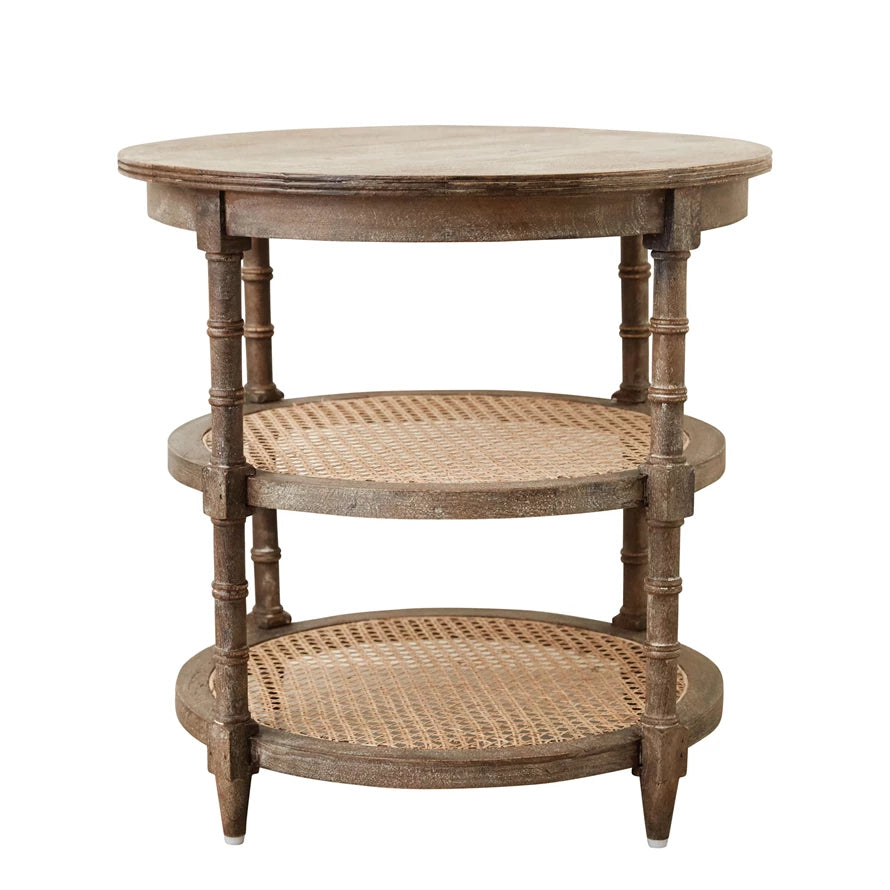 Mango Wood Table with Cane Shelves — alternate view 2