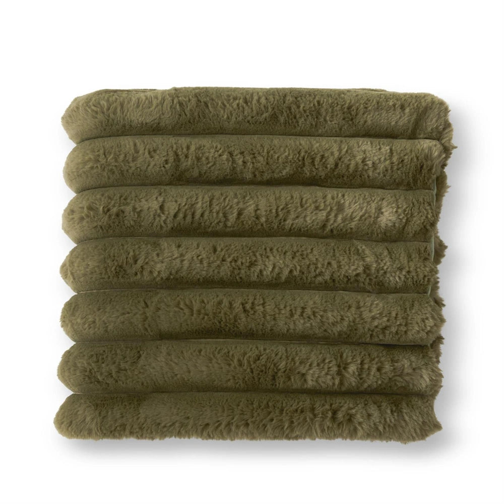 Dark Green Vegan Fur Throw Blanket — alternate view 2