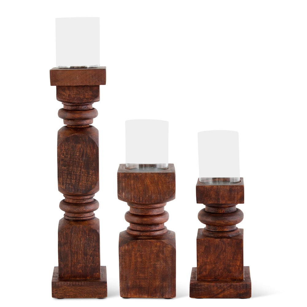Large Dark Mango Wood Candleholder — alternate view 2