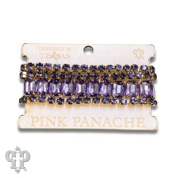 Gold and Purple Rhinestone Curvy Stretch Bracelet