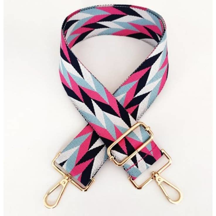 Pink and Blue Geometric "Guitar" Bag Strap