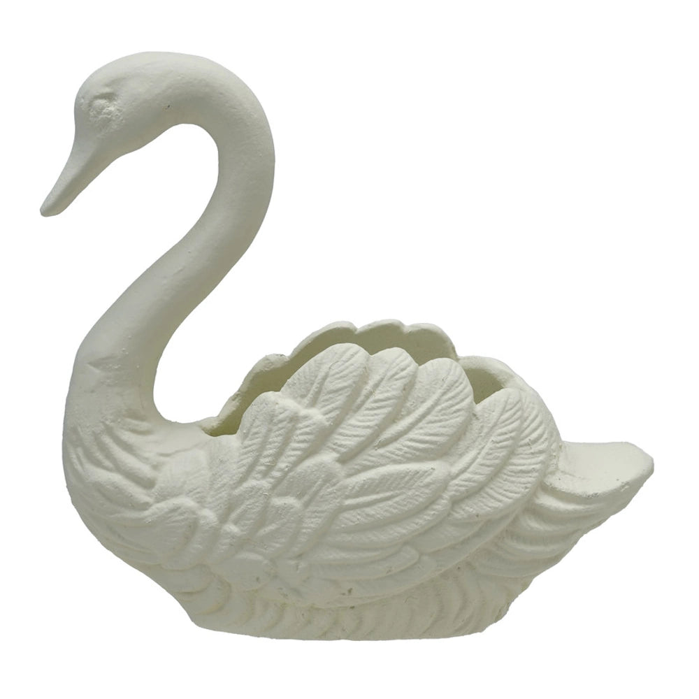 Antique White Decorative Cast Iron Swan Container