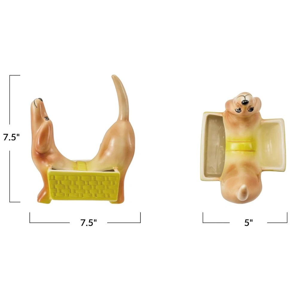 Decorative Stoneware Dog Shaped Container/Planter — alternate view 3