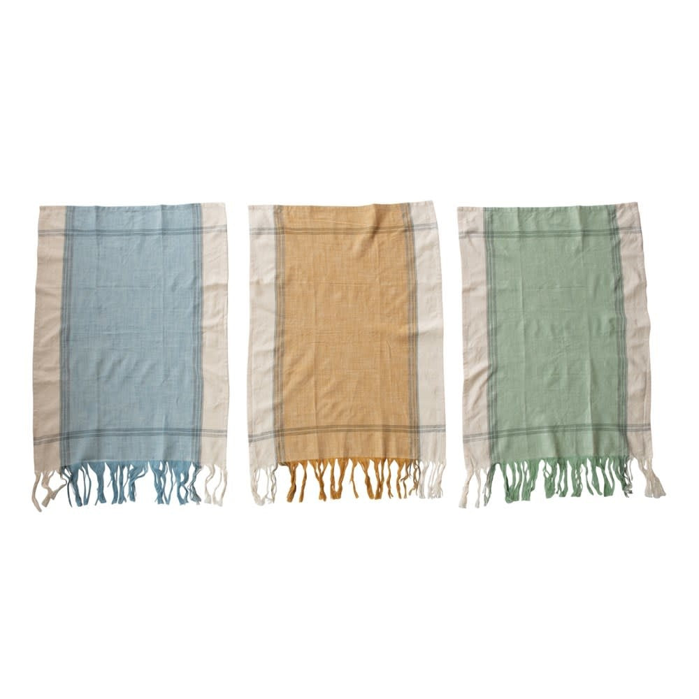 Cotton Tea Towels with Fringe, 3 Colors, Set of 3 — alternate view 5