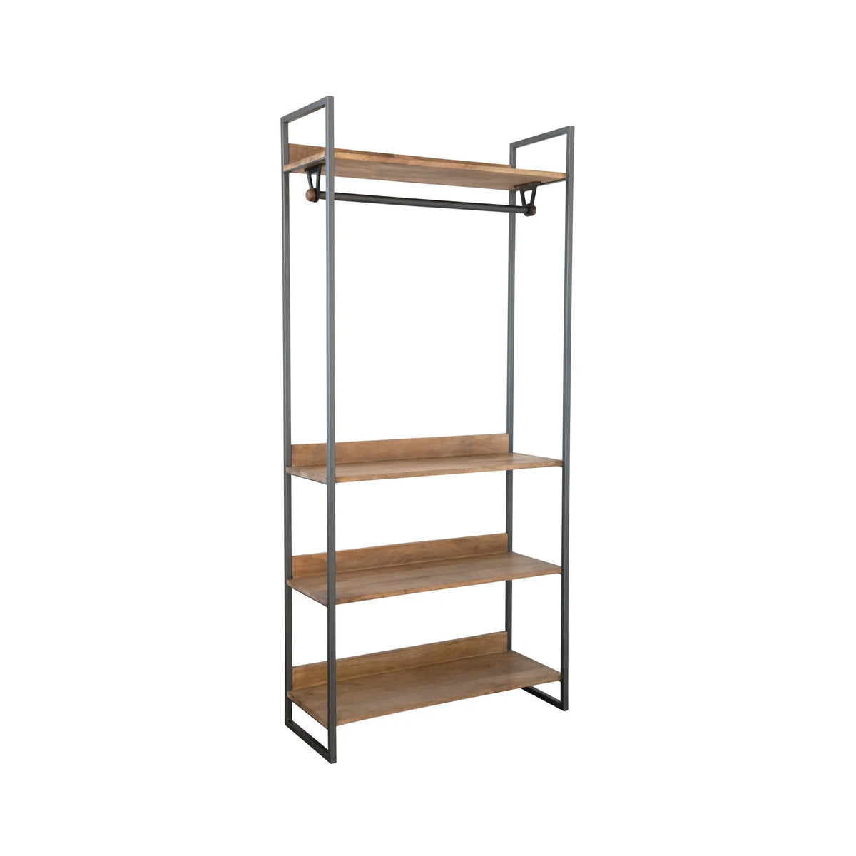 Metal Shelf with Bar and Mango Wood Shelves — alternate view 3
