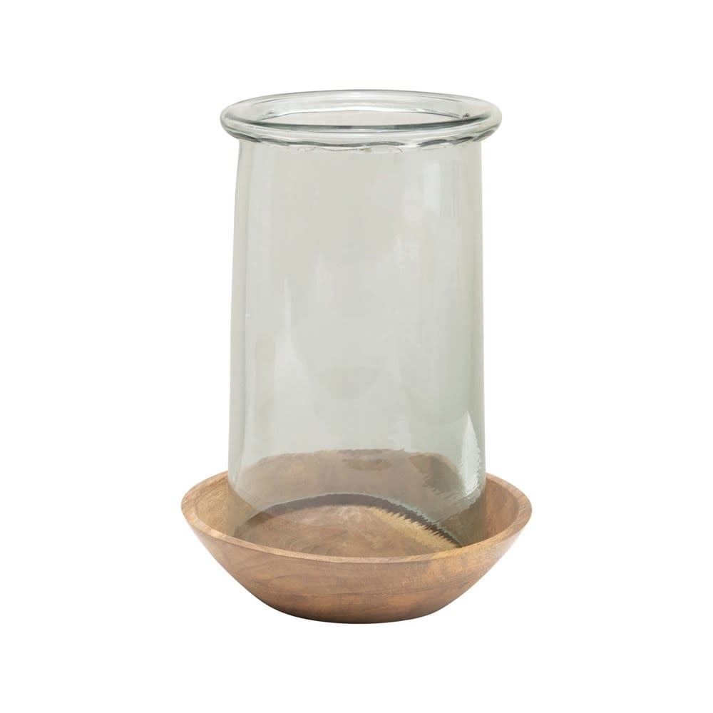 Glass Hurricane with Wood Base — alternate view 3