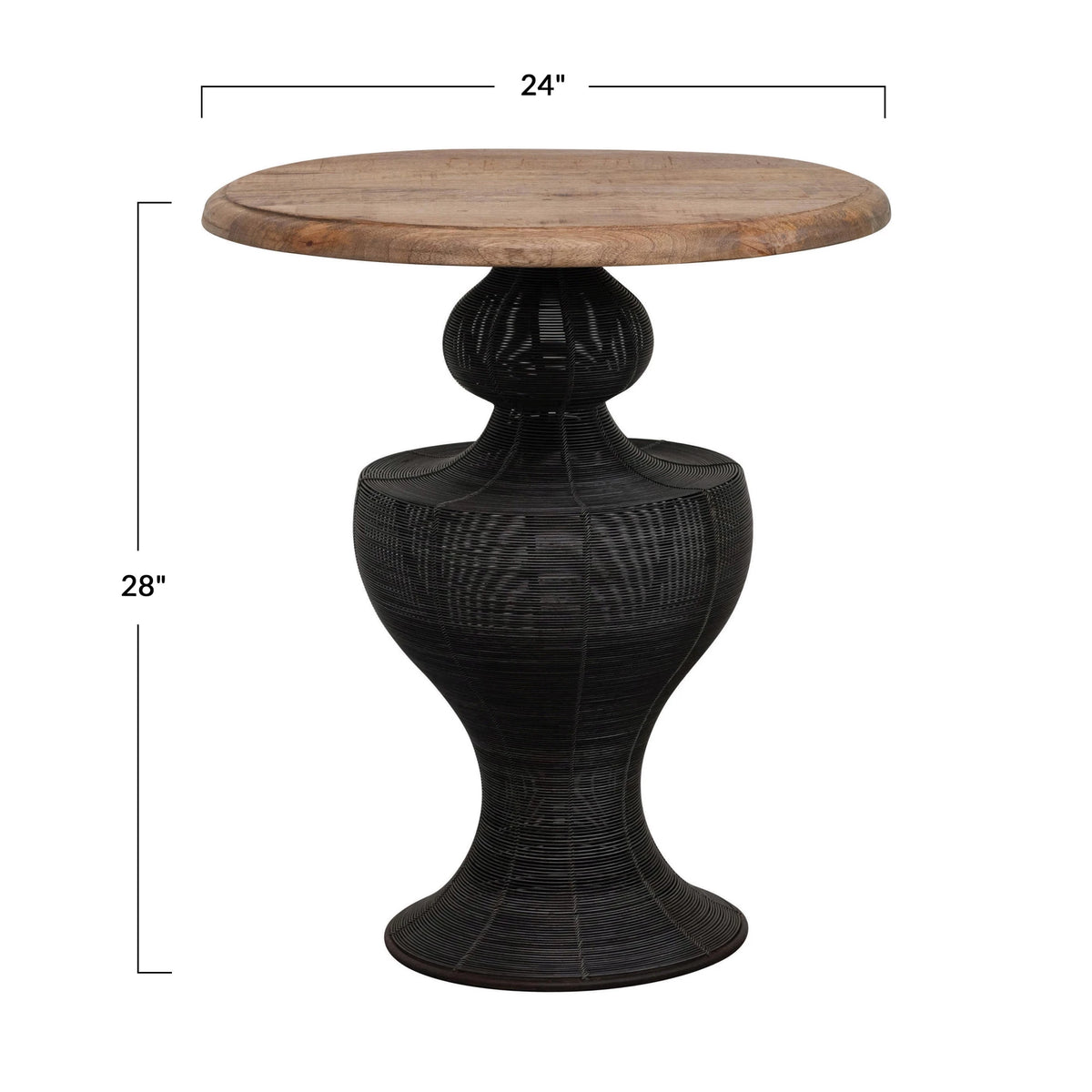 Formed Metal Wire & Mango Wood Table, Natural & Black — alternate view 4