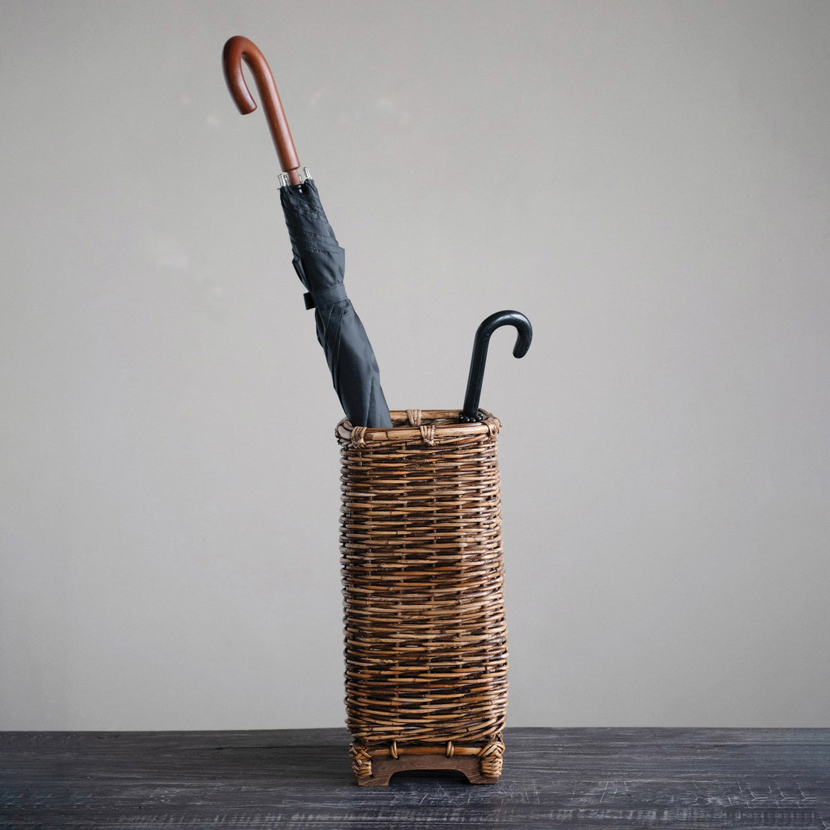 Hand-Woven Umbrella Basket with Wood Base — alternate view 4