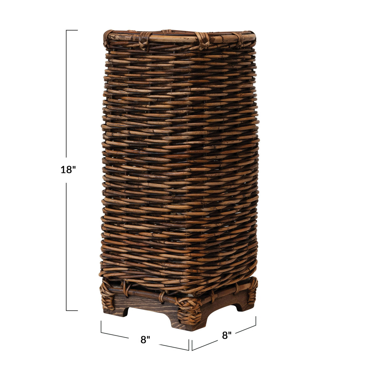 Hand-Woven Umbrella Basket with Wood Base — alternate view 2