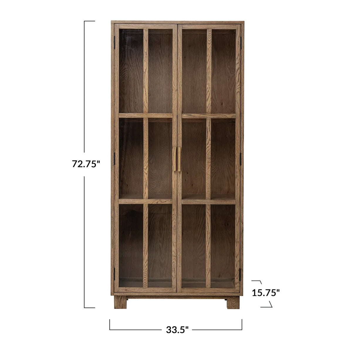 Oak Cabinet With 2 Glass Doors & 2 Shelves — alternate view 6