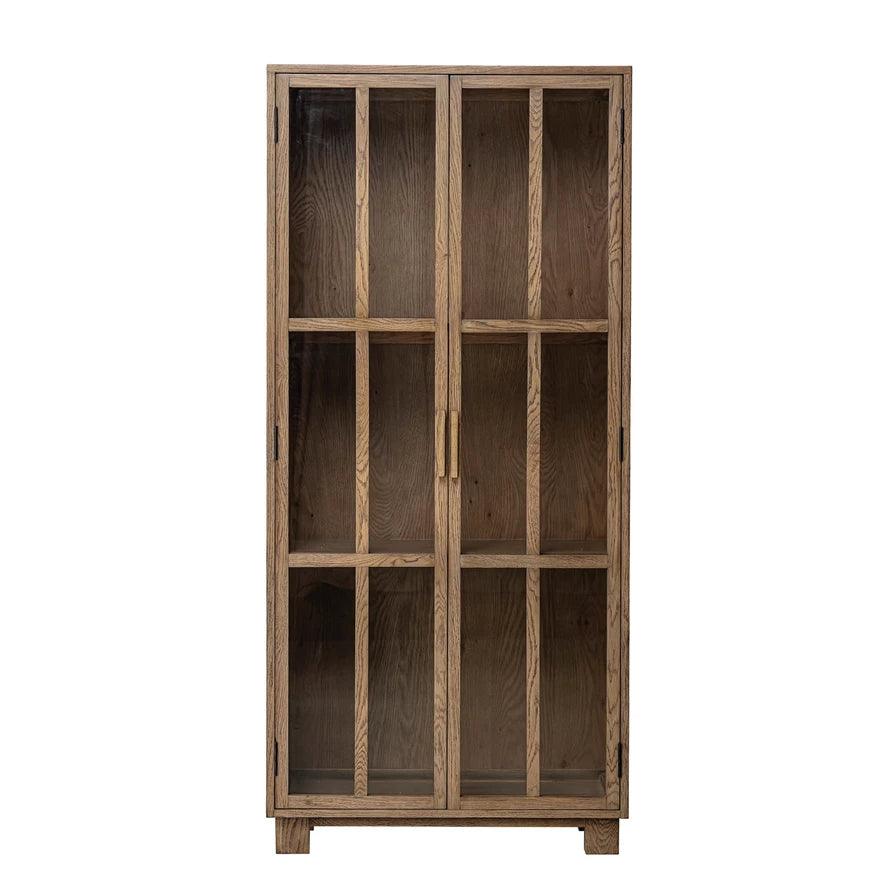 Oak Cabinet With 2 Glass Doors & 2 Shelves — alternate view 2