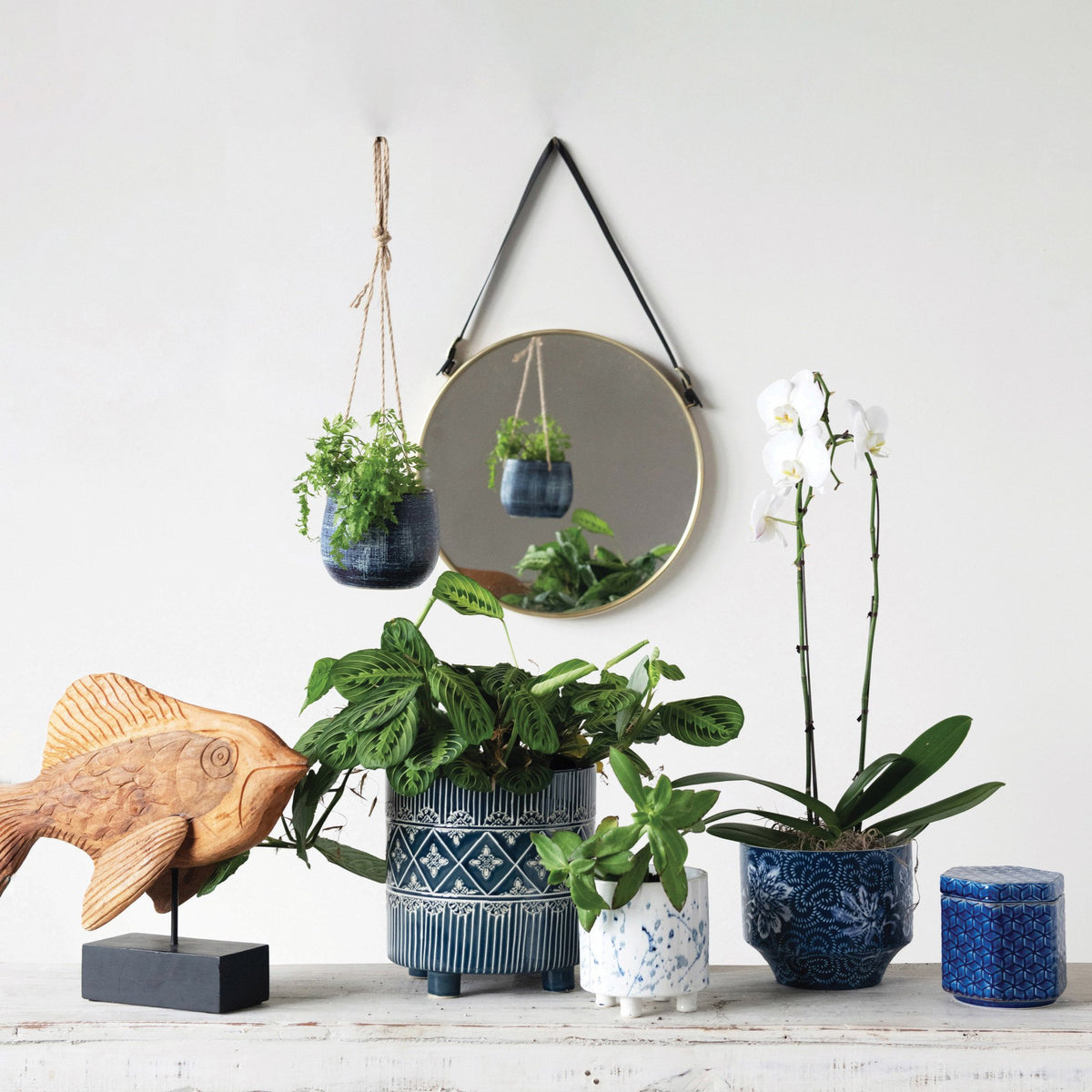 Stoneware Footed Planter with Splatter Design — alternate view 2