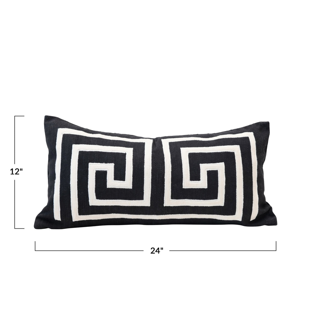 Woven Cotton Lumbar Pillow with Appliqued Design — alternate view 2
