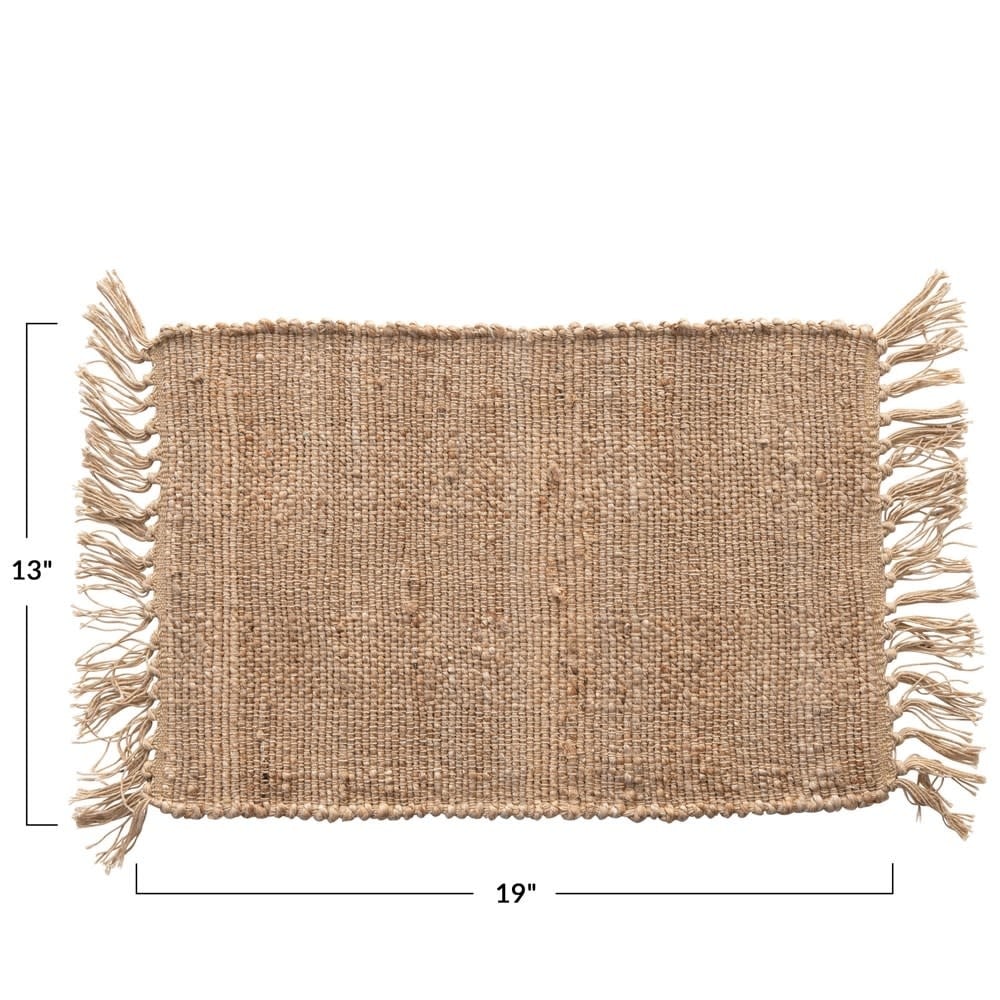 Woven Cotton & Jute Placemat w/ Tassels, Natural — alternate view 5