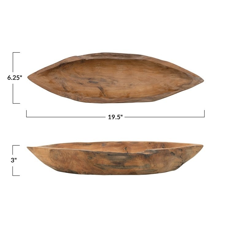 Decorative Hand-Carved Teakwood Bowl — alternate view 3