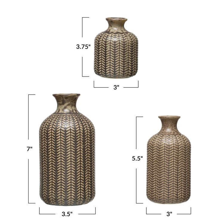 Embossed Stoneware Vases, Reactive Glaze- Medium — alternate view 2