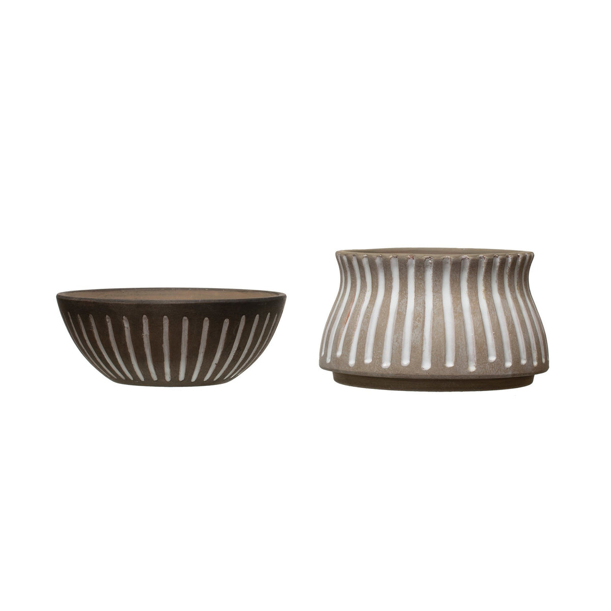 Hand-Painted Debossed Planter and Saucer, Set of 2 — alternate view 3