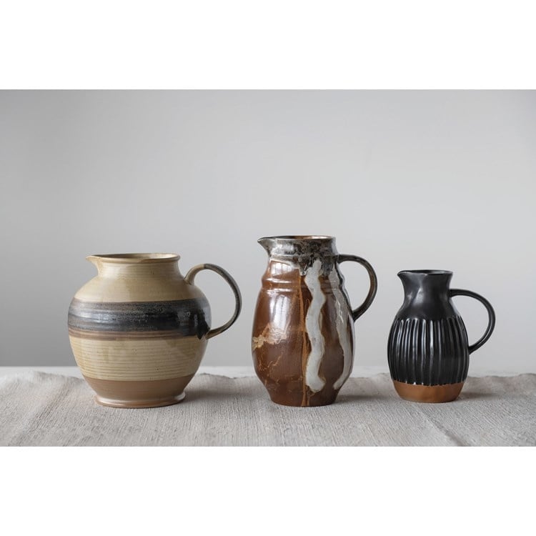 Stoneware Pitcher, Reactive Glaze, Matte Black — alternate view 2