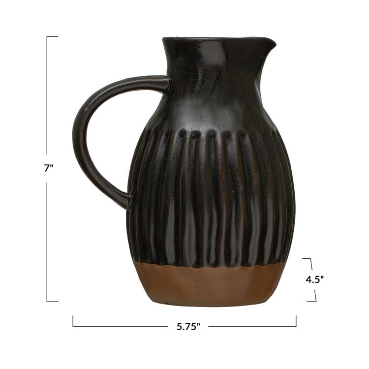 Stoneware Pitcher, Reactive Glaze, Matte Black — alternate view 3