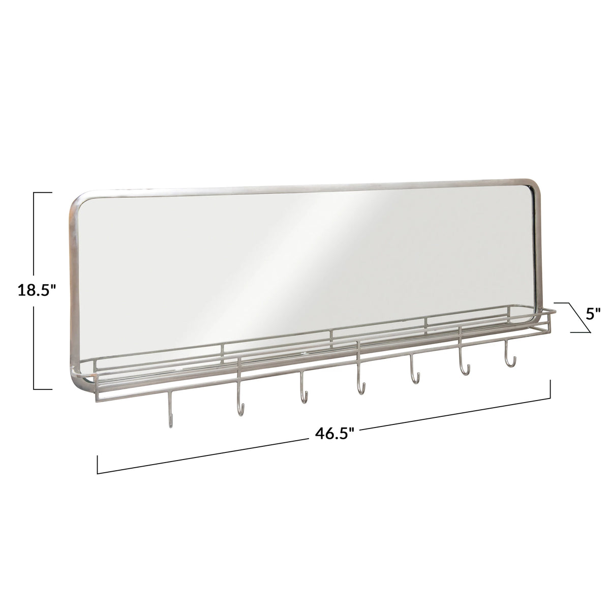 Metal Framed Wall Mirror with Shelf and 7 Hooks — alternate view 4