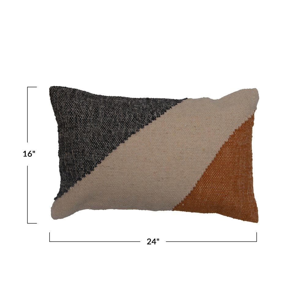 Woven Cotton Blend Kilim Lumbar Pillow, Orange Color — alternate view 2