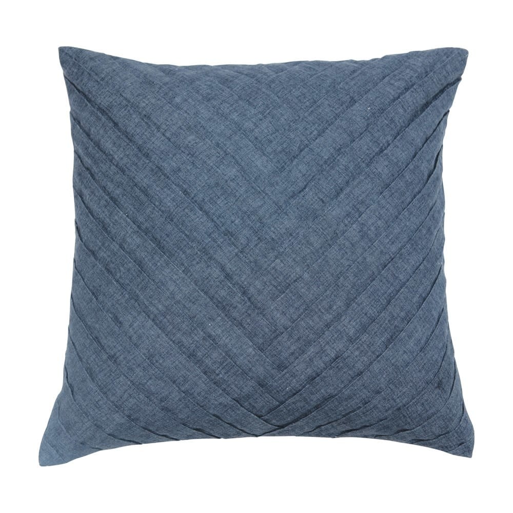 20" Square Stitched Fabric Pillow, Blue — alternate view 2
