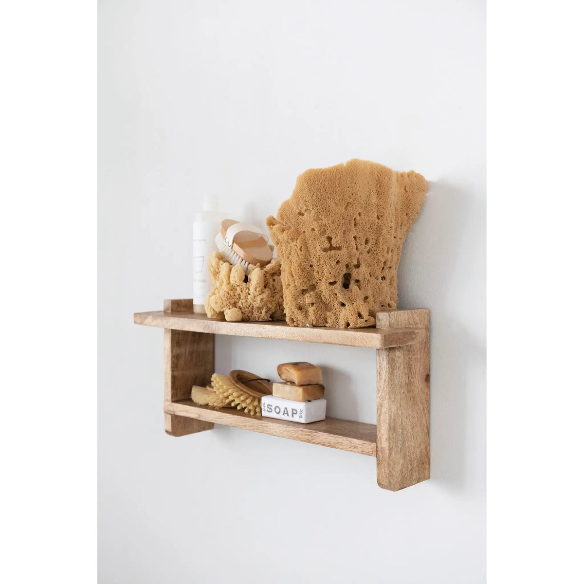 Mango Wood 2-Tier Wall Shelf — alternate view 2