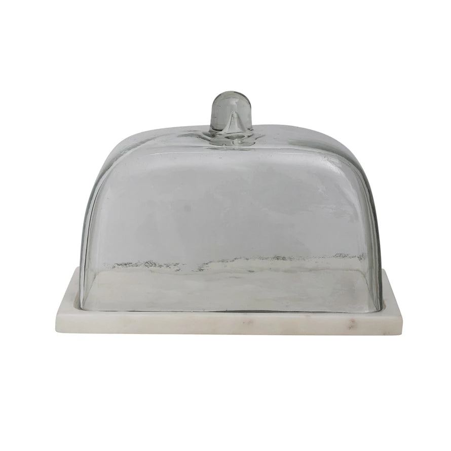 Glass Cloche With White Marble Base — alternate view 2