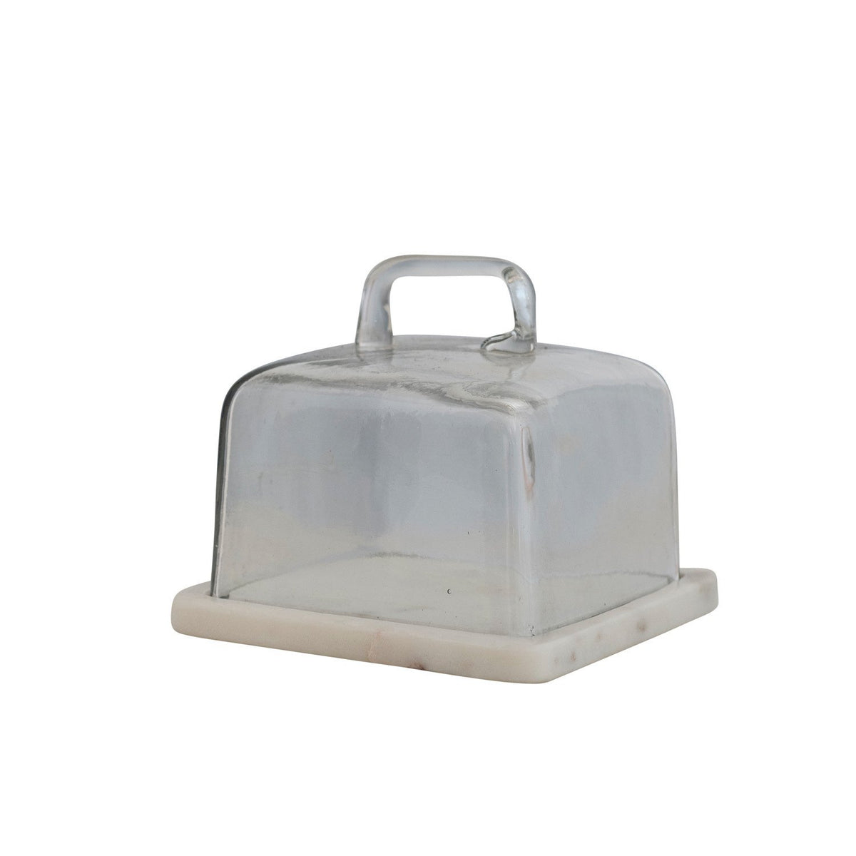 Glass Cloche With White Marble Base & Handle — alternate view 2