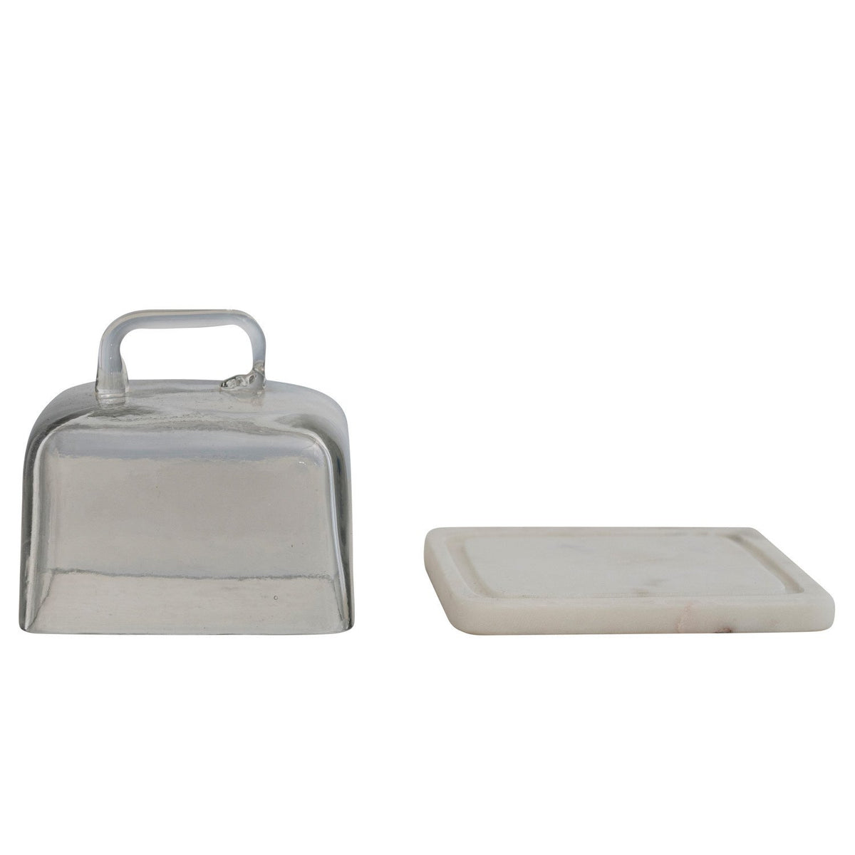 Glass Cloche With White Marble Base & Handle — alternate view 3