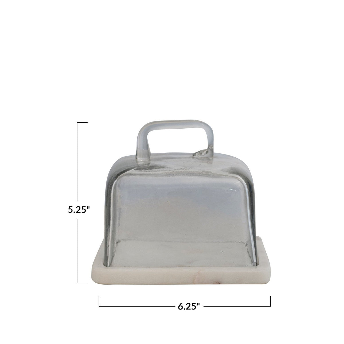 Glass Cloche With White Marble Base & Handle — alternate view 4