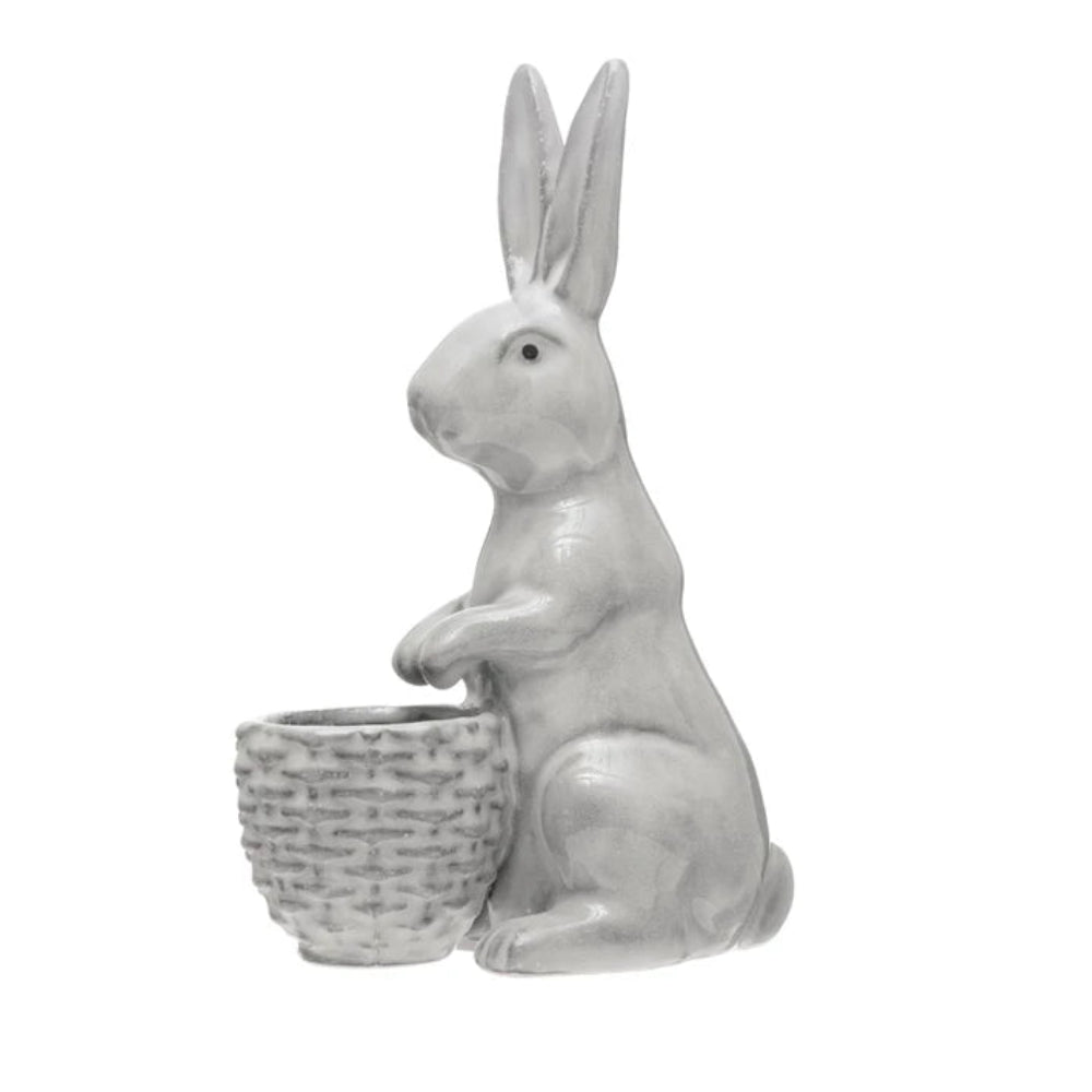 Stoneware Rabbit With Embossed Planter