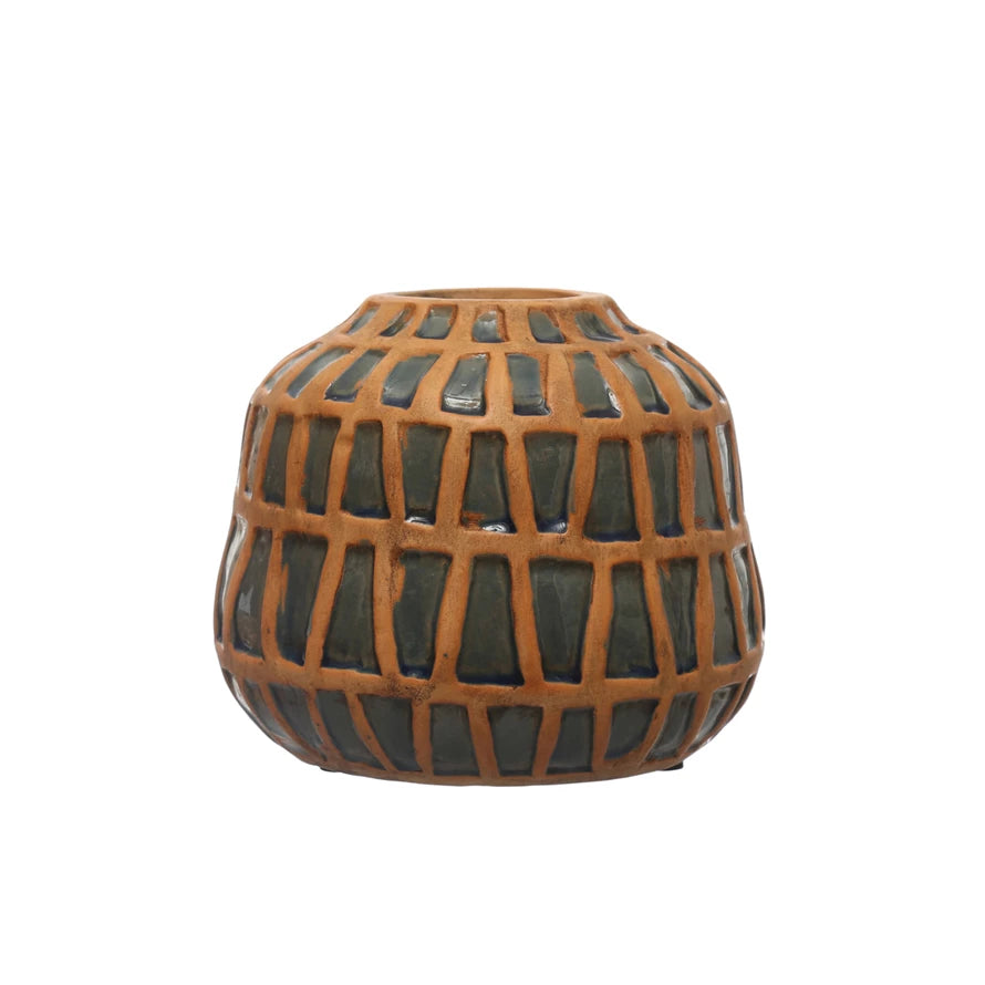 Debossed Terra-cotta Vase & Blue — alternate view 2