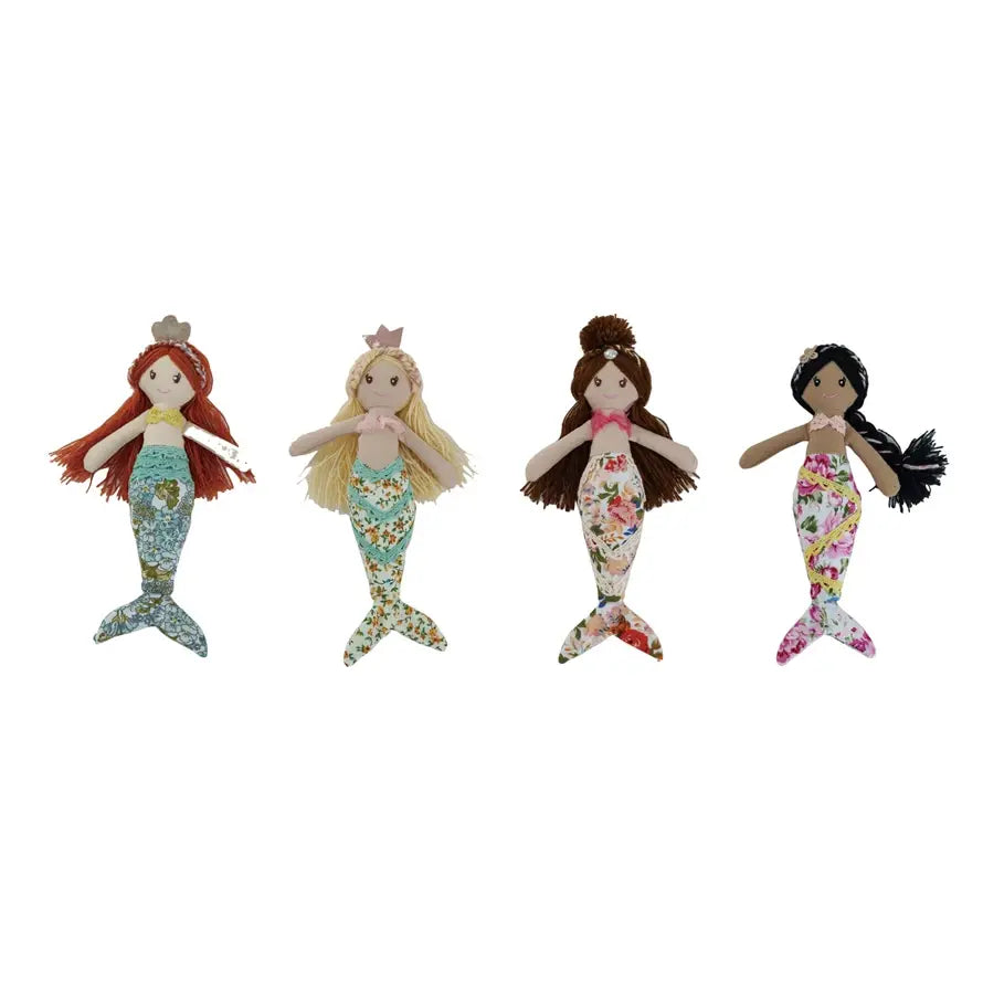 Fabric Mermaid Doll With Floral Pattern — alternate view 5