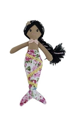 Fabric Mermaid Doll With Floral Pattern — alternate view 3