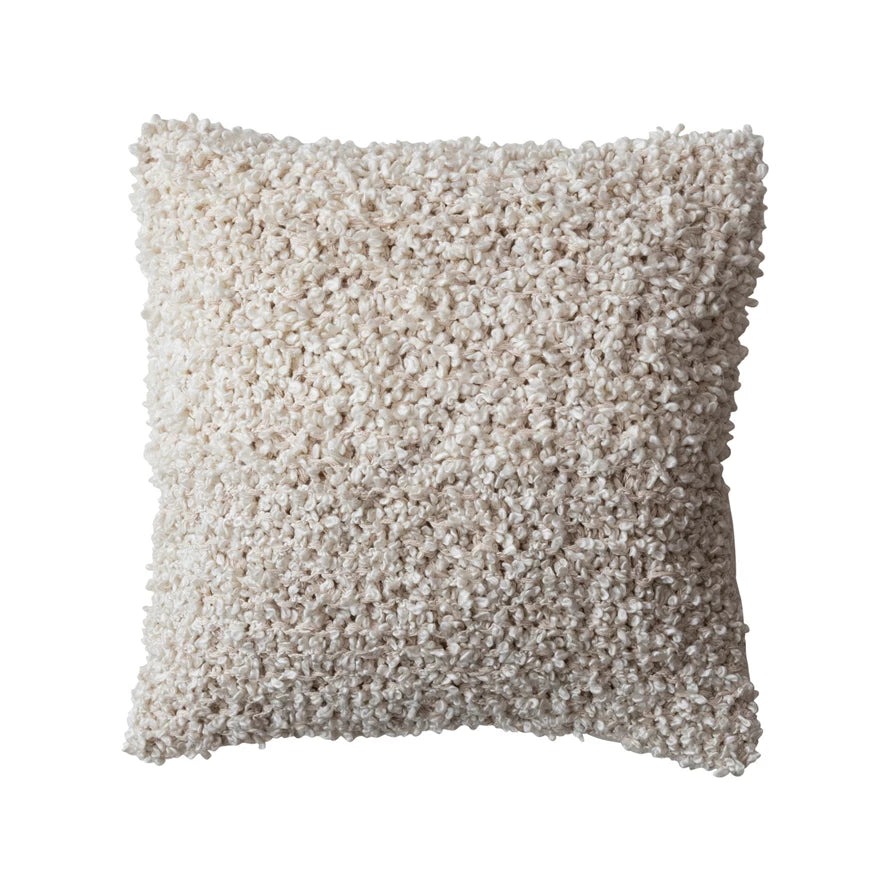 Square Woven Cotton Blend Bouclé Pillow
