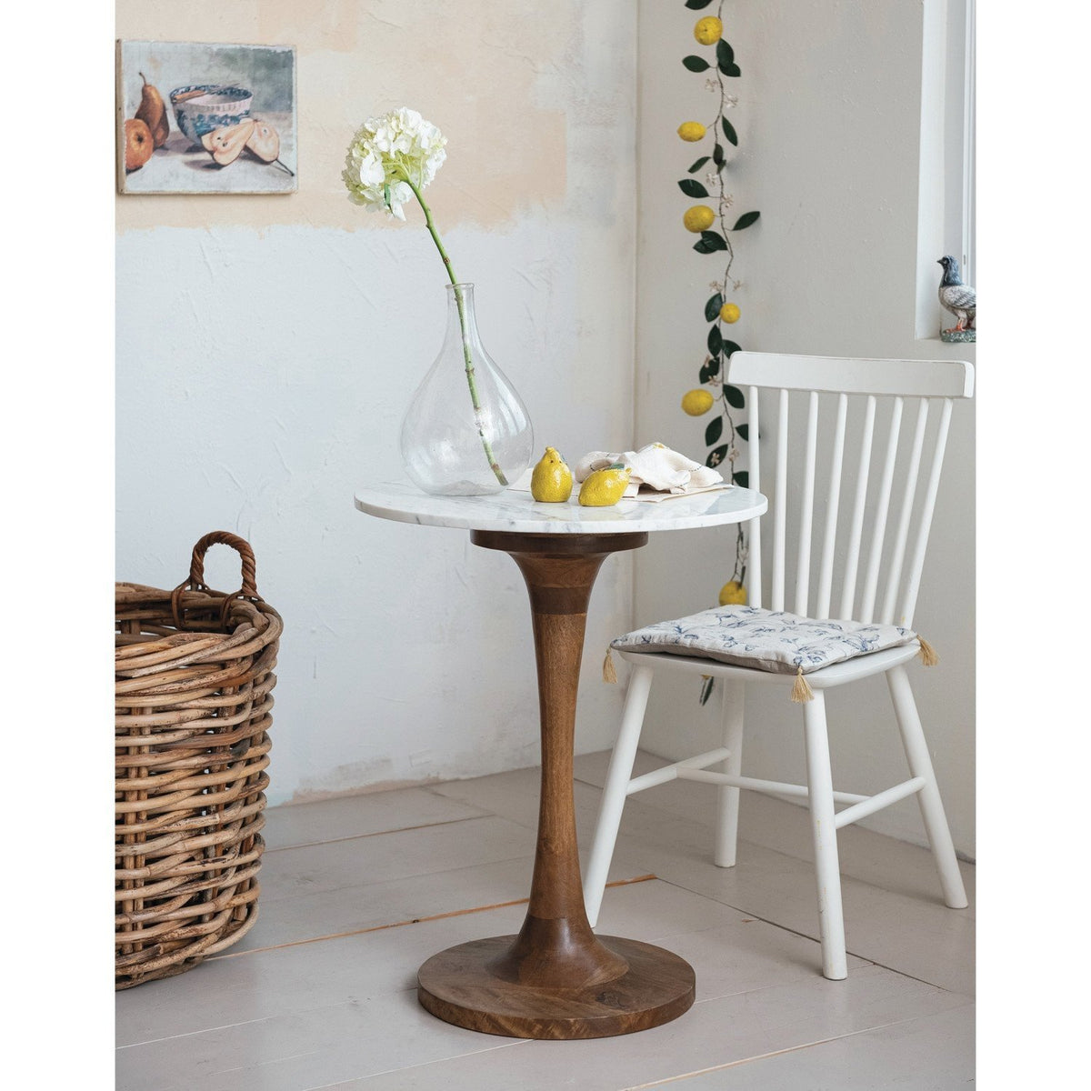 Wood & Marble Tulip Table