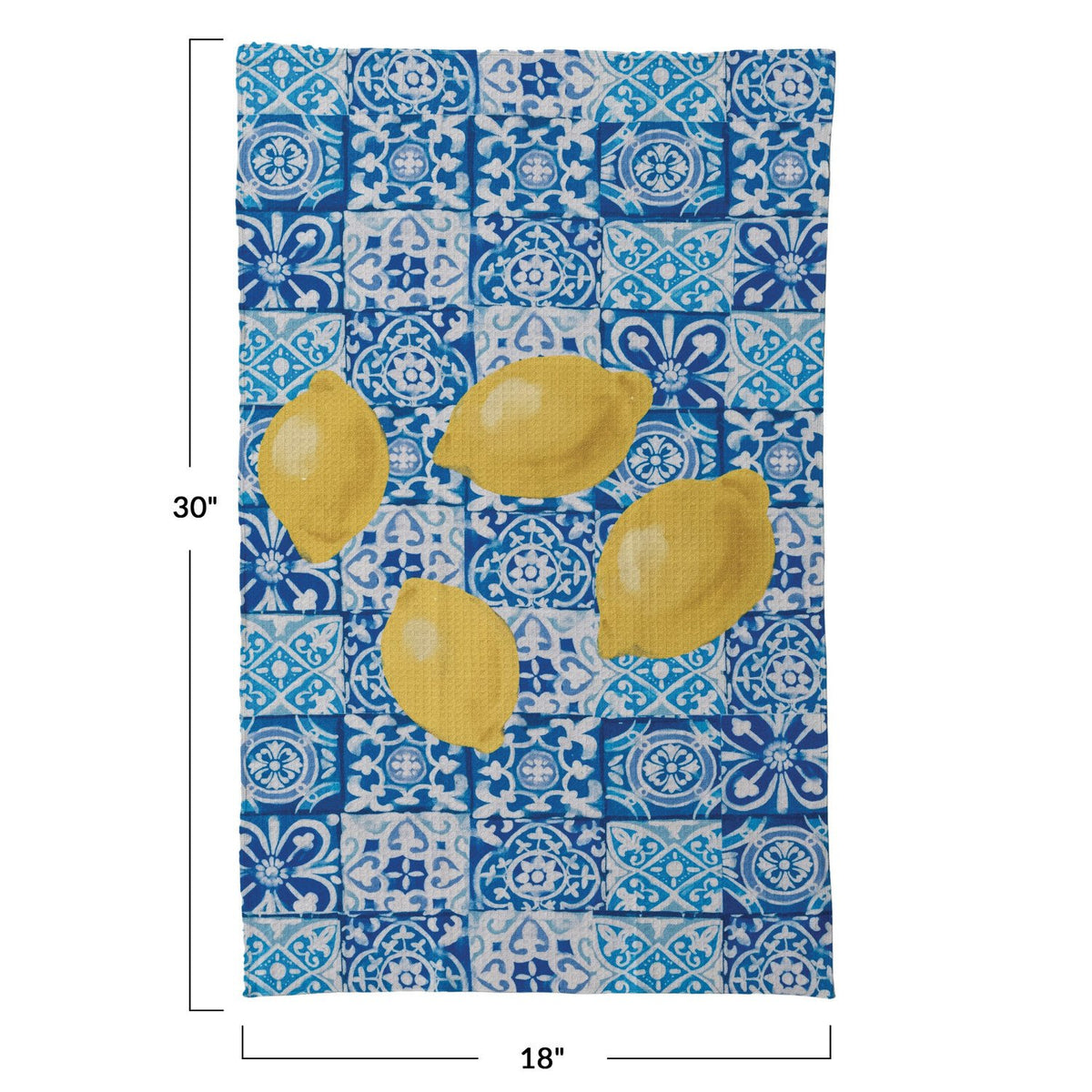 Microfibre Tea Towel-Tile Pattern & Lemons — alternate view 2