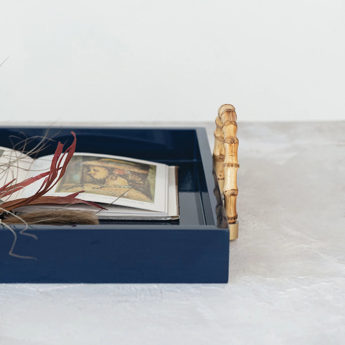 Lacquered Tray With Bamboo Handles — alternate view 2