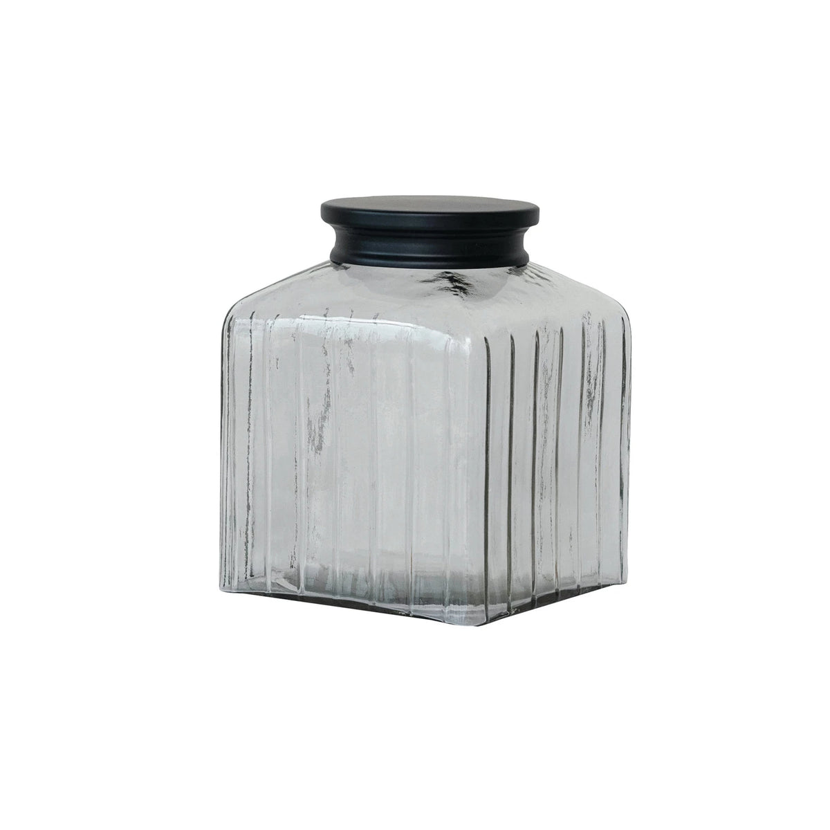 Pressed Glass Jar With Black Stainless Steel Lid — alternate view 3