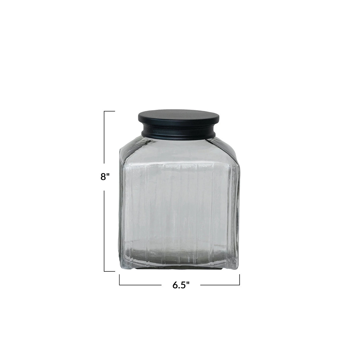 Pressed Glass Jar With Black Stainless Steel Lid — alternate view 2