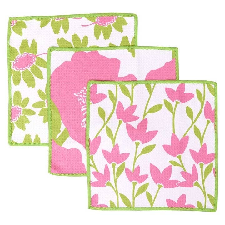 Poppies Pink Dish Cloth Set of 3 — alternate view 2