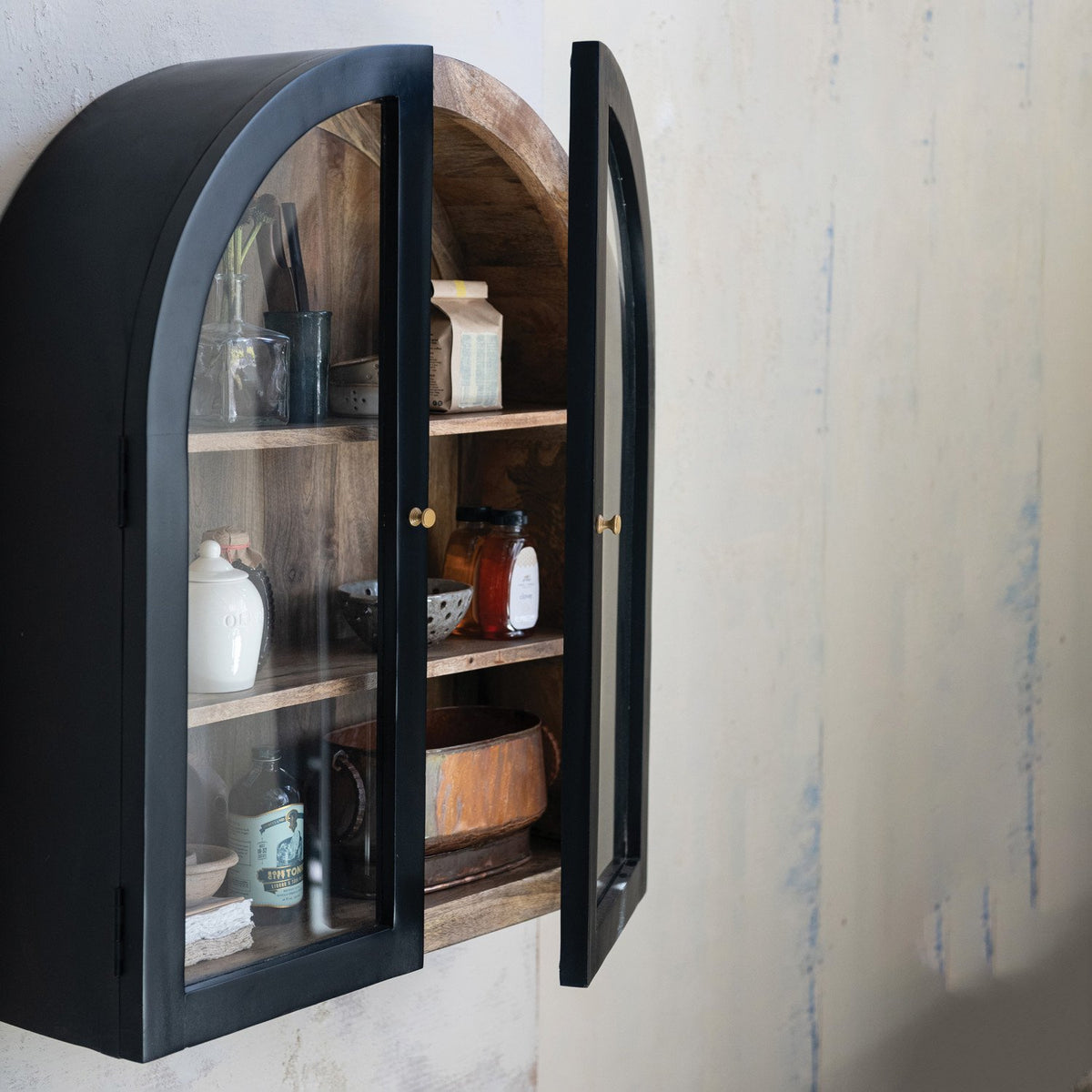 Arched Cabinet with Metal Brass Finish Knobs — alternate view 3