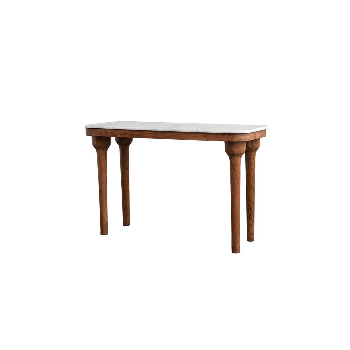 Acacia Wood Console Table with Marble Top — alternate view 3