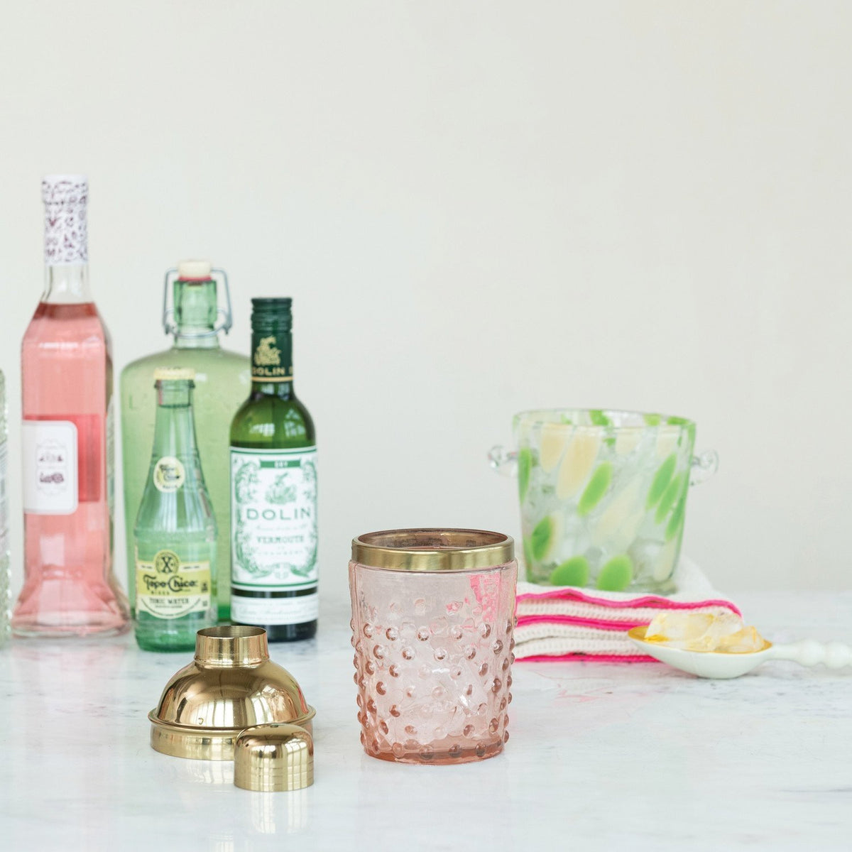 Hand-Blown Glass Hobnail Cocktail Shaker — alternate view 2