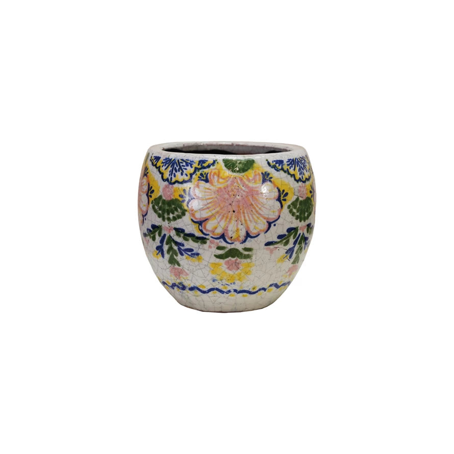 Terra-cotta Planter with Floral Pattern — alternate view 2