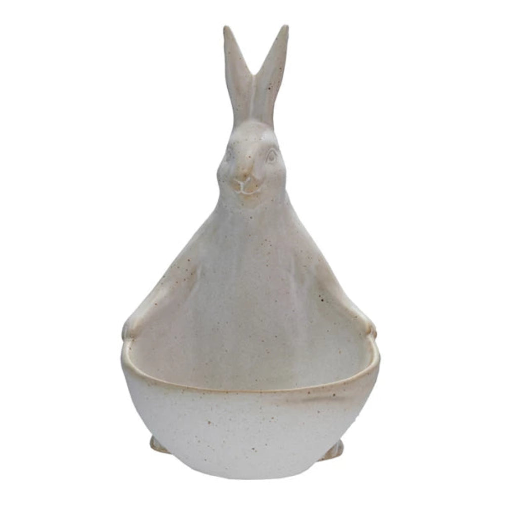 Stoneware Rabbit with Bowl/Planter
