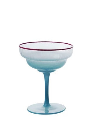 Fluted Stemmed Coupe Glass with Colored Rim — alternate view 3